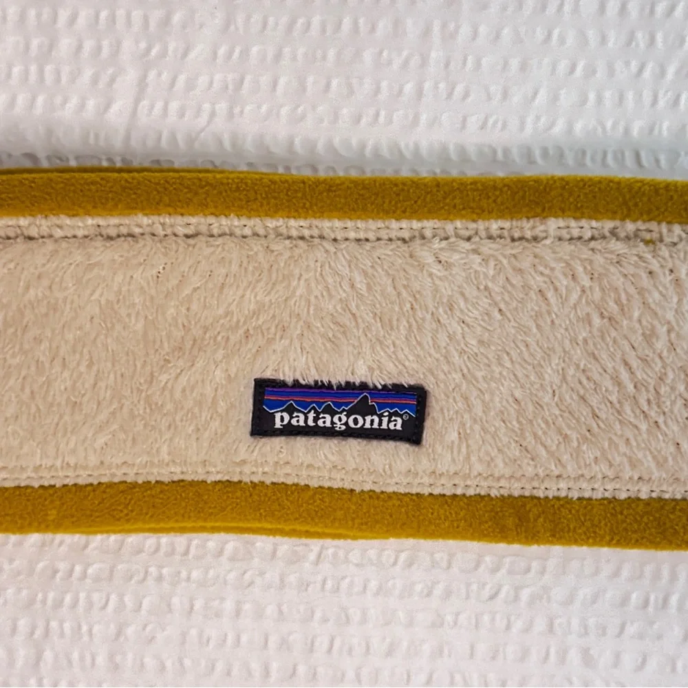 Patagonia Fleece Headband Cream Mustard Trim Winter Ear Warmer Unisex - Picture 2 of 4